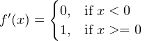 Rectified linear unit (ReLU) derivative